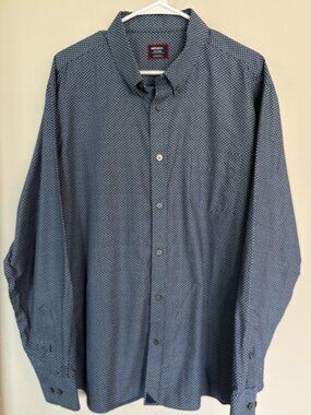 UNTUCKit Mens XXLarge Slim Fit Navy Blue Micro Dot Long Sleeve Button Down Shirt